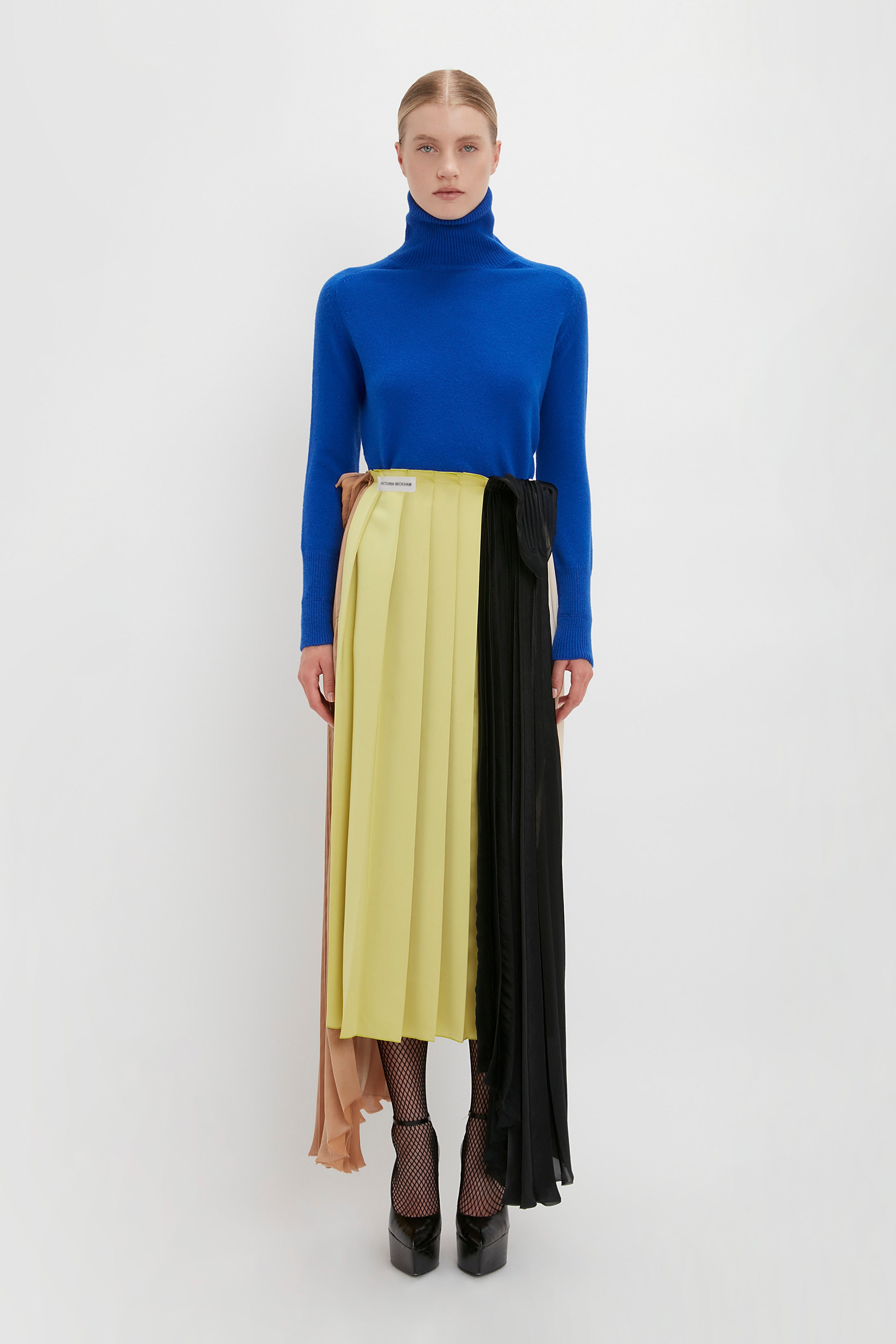 Pleated Layer Asymmetric Skirt In Multi