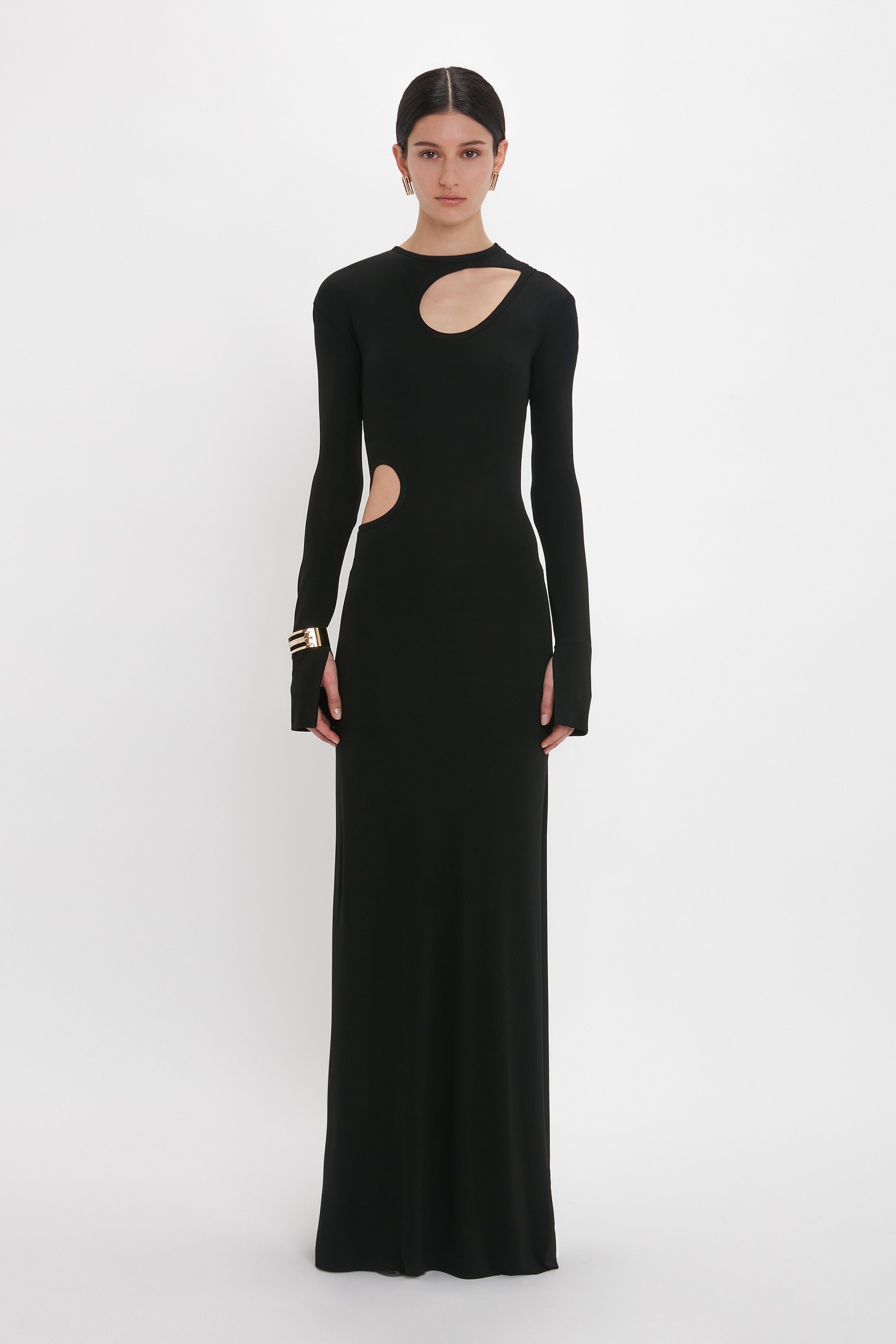 Cut Out Jersey Floor Length Dress In Black Victoria Beckham UK