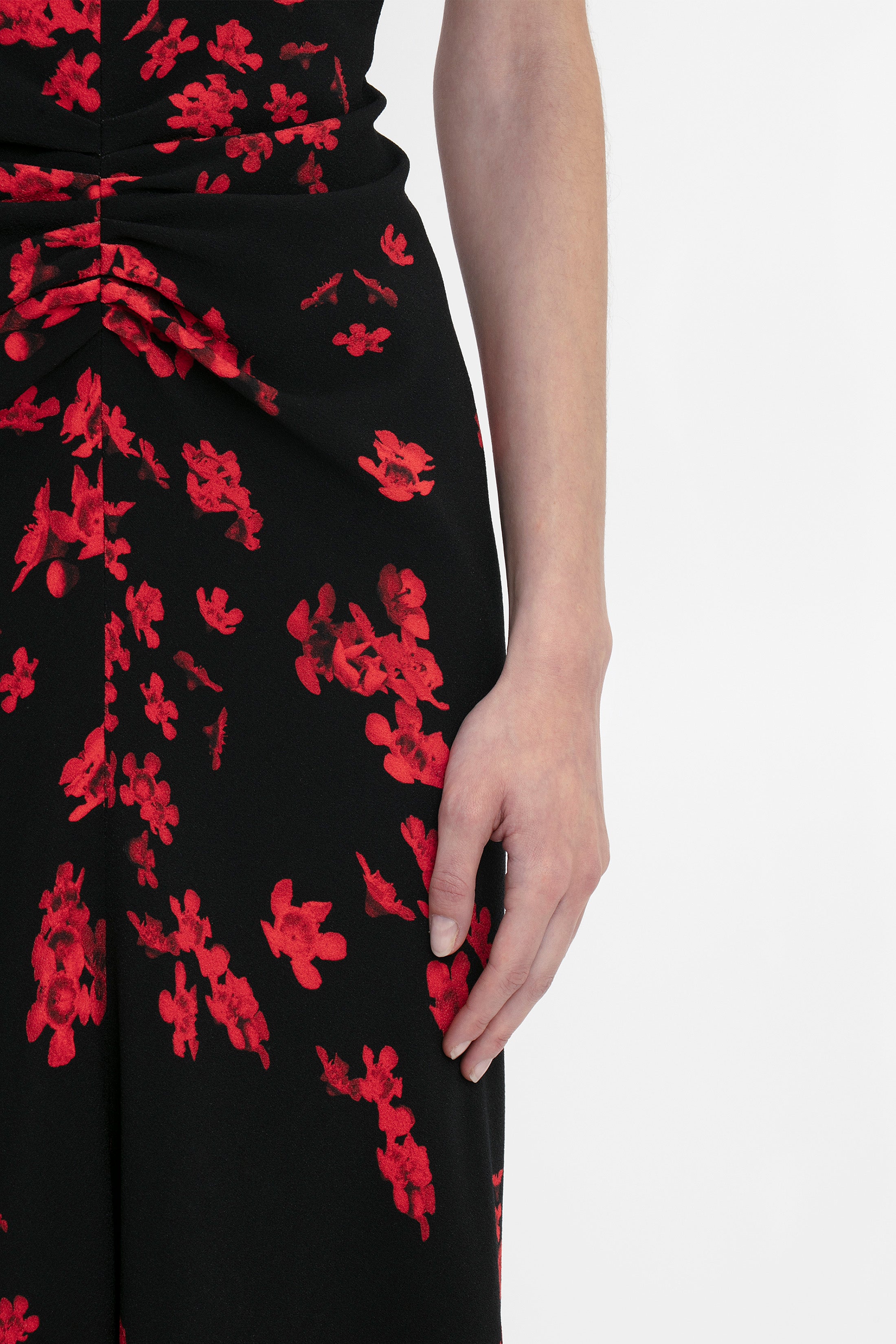 Black dress with floral skirt best sale