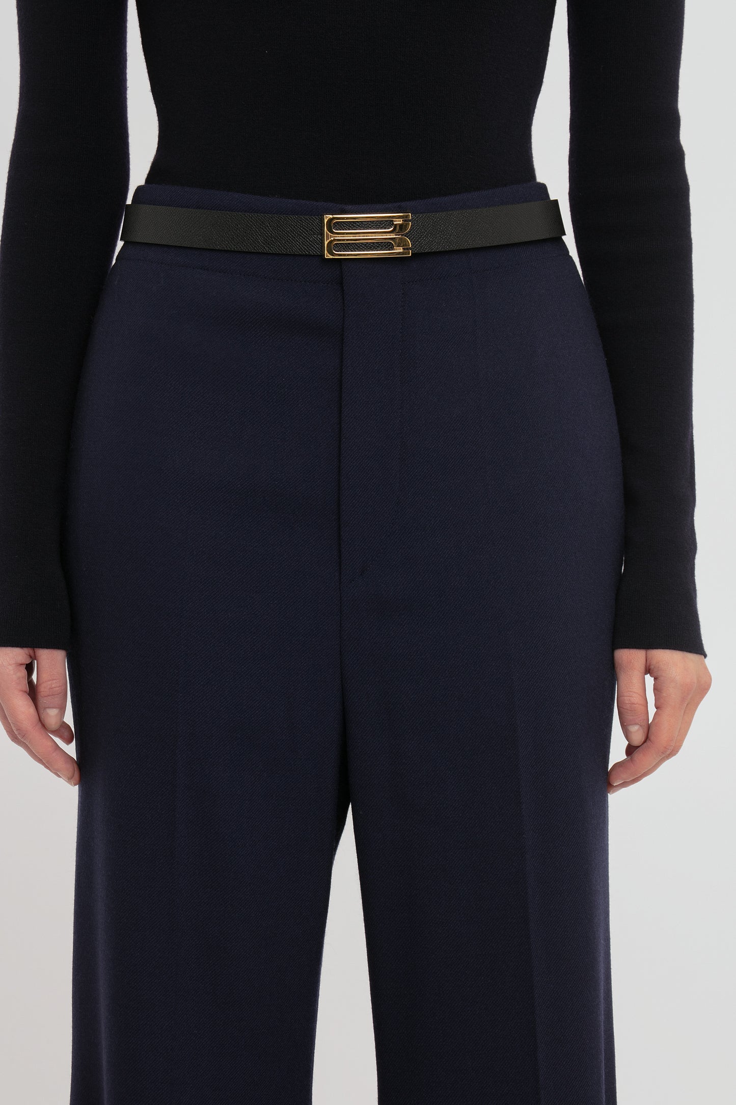 Low Rise Wide Leg Kick Trouser In Ink Blue