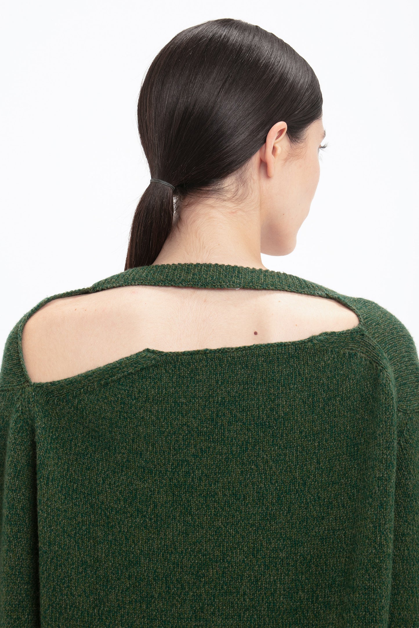 Convertible V-Neck Jumper In Spruce Green