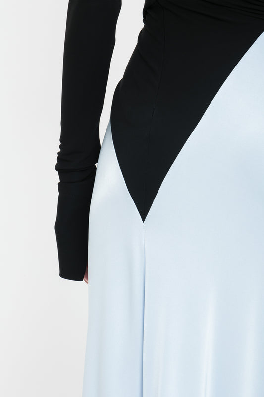 Long Sleeve Knot Detail Jersey Gown In Black-Iceberg