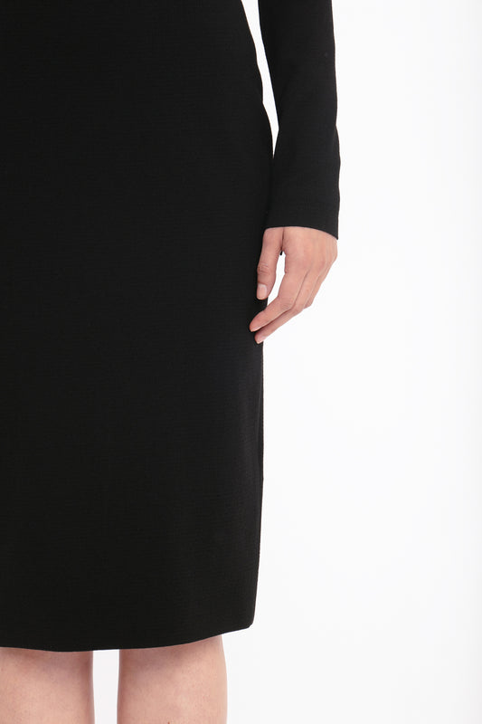 Long Sleeve T-Shirt Fitted Dress In Black