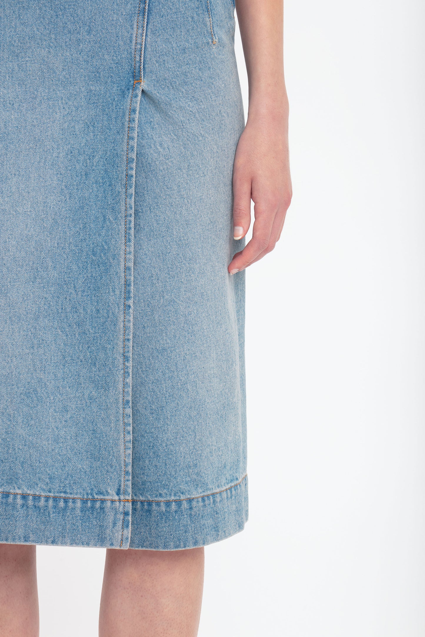 Denim Wrap Detail Skirt In Pale Blue Wash