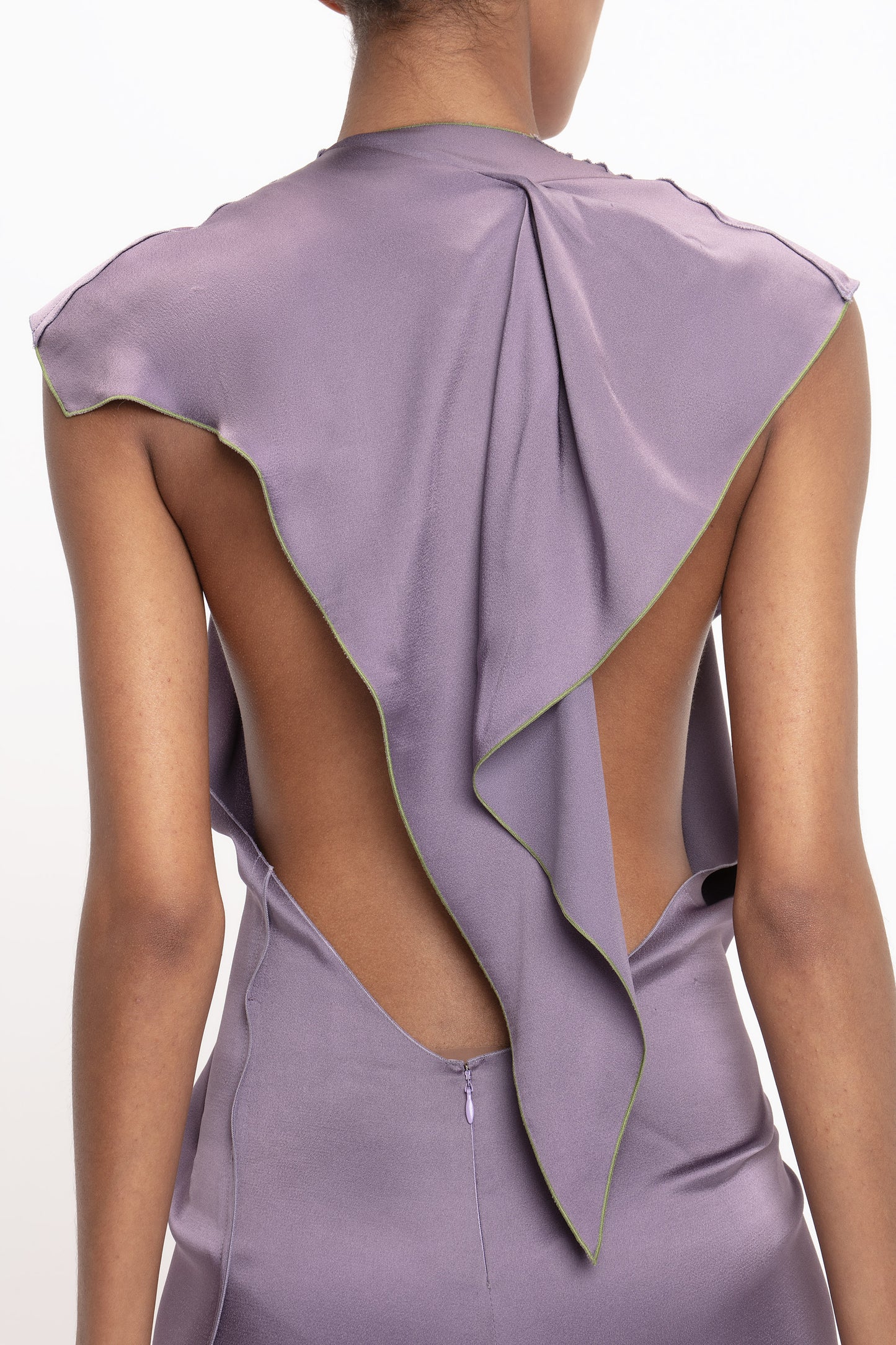 V-Neck Draped Pleat Detail Dress In Iris