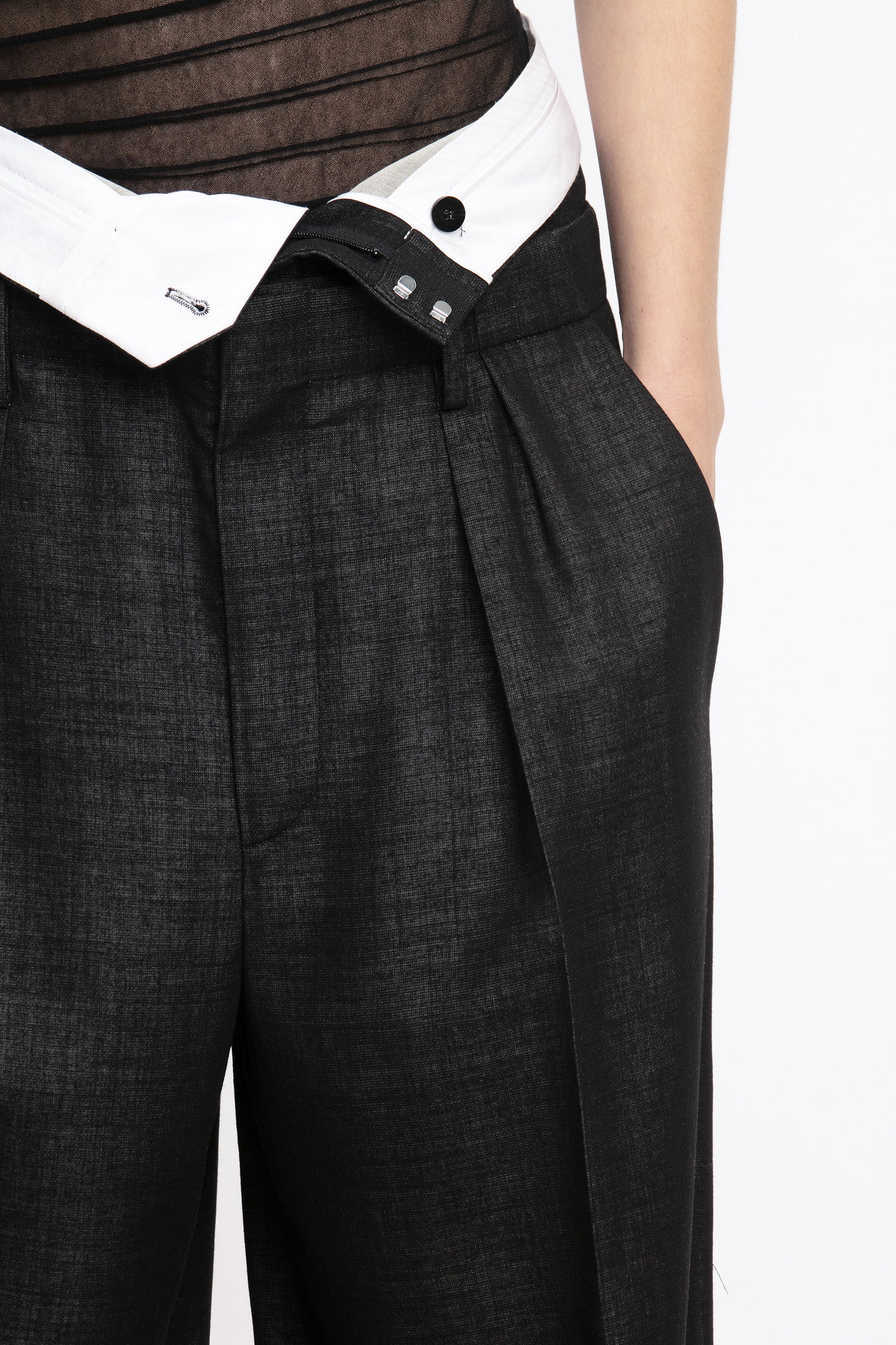 Double Waistband Trouser In Black