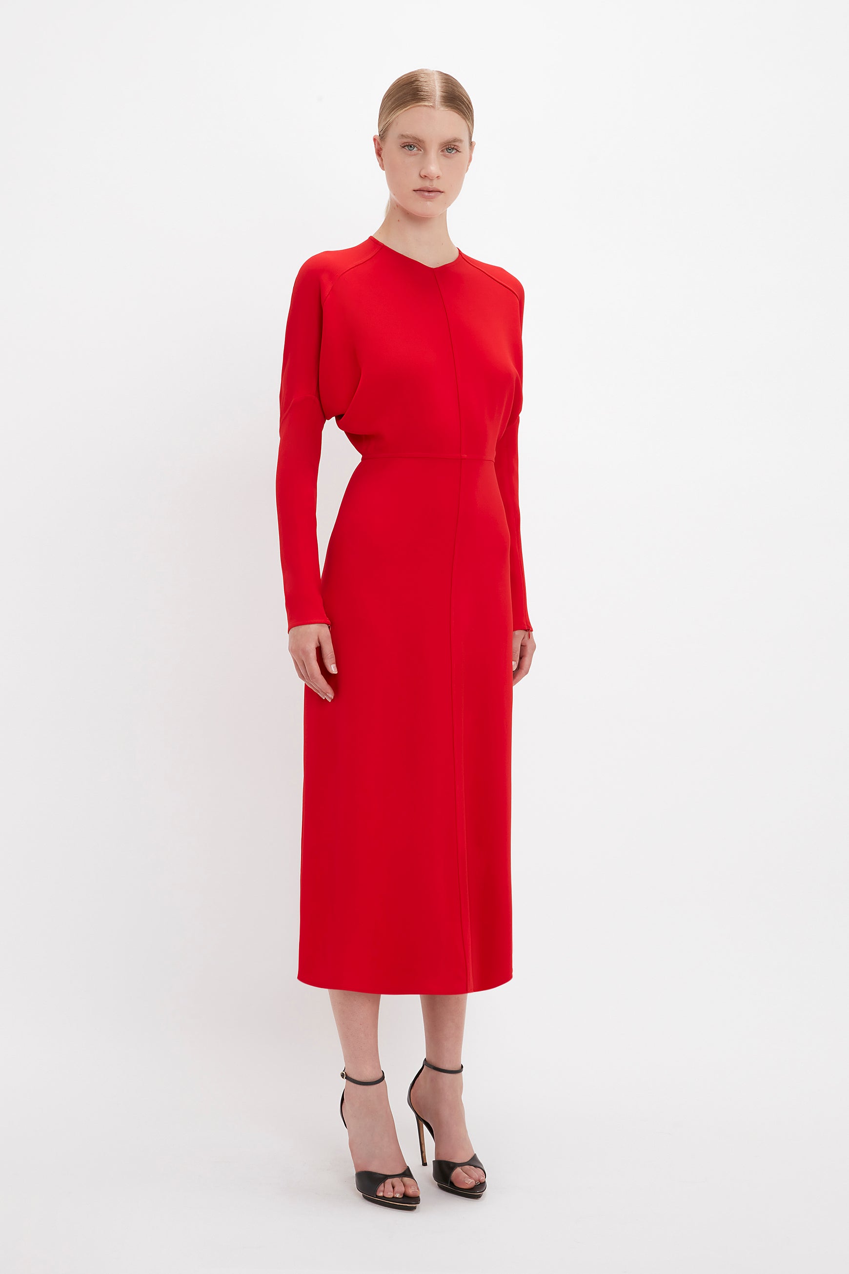 Dolman Midi Dress In Red – Victoria Beckham UK