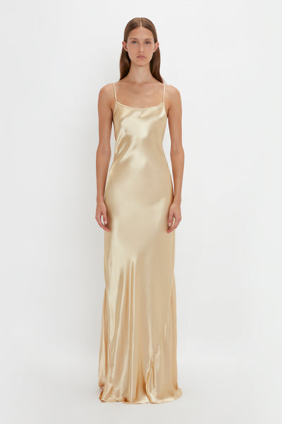 Exclusive Floor-Length Cami Dress In Gold – Victoria Beckham UK