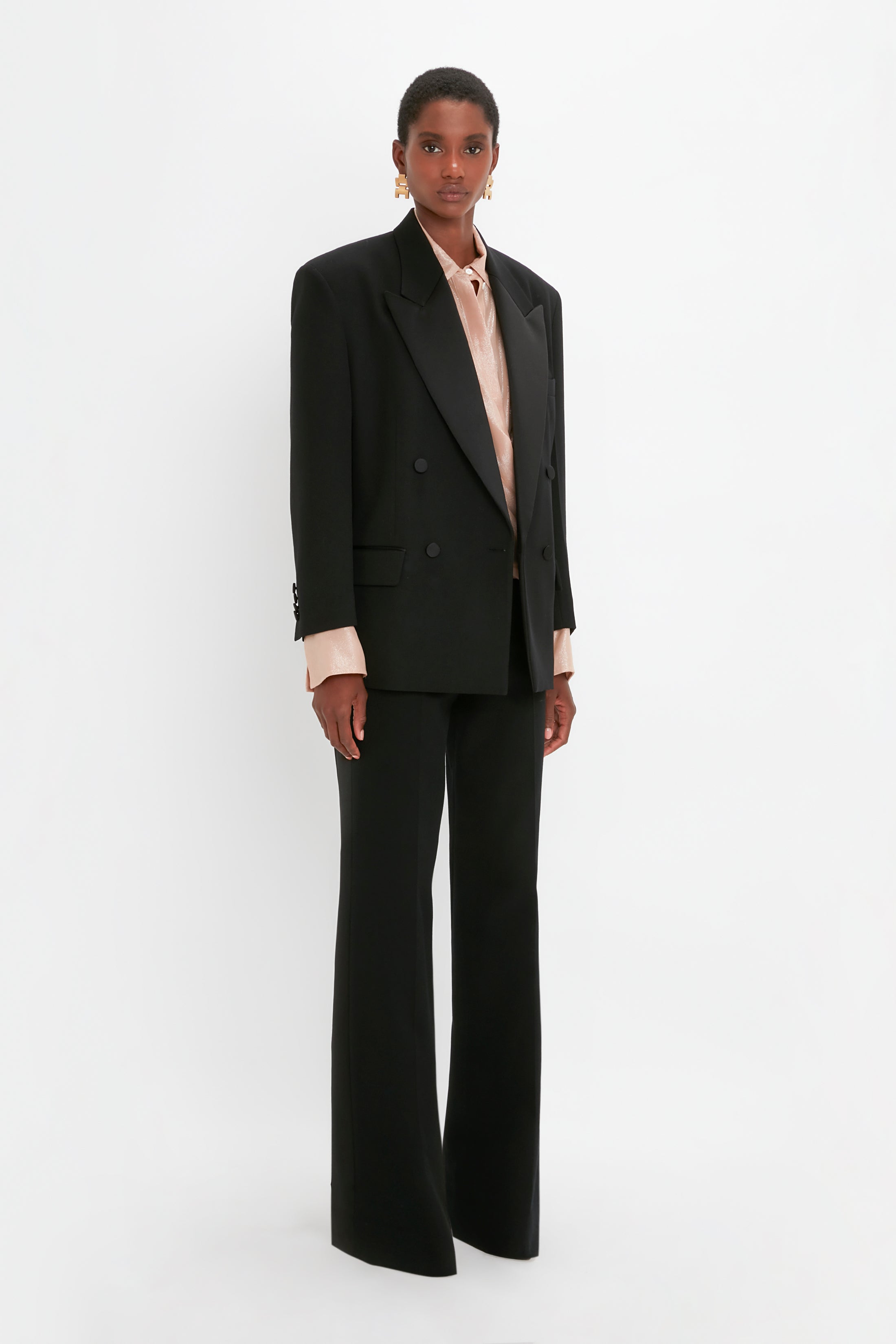 Satin Lapel Tuxedo Jacket in Black Victoria Beckham UK