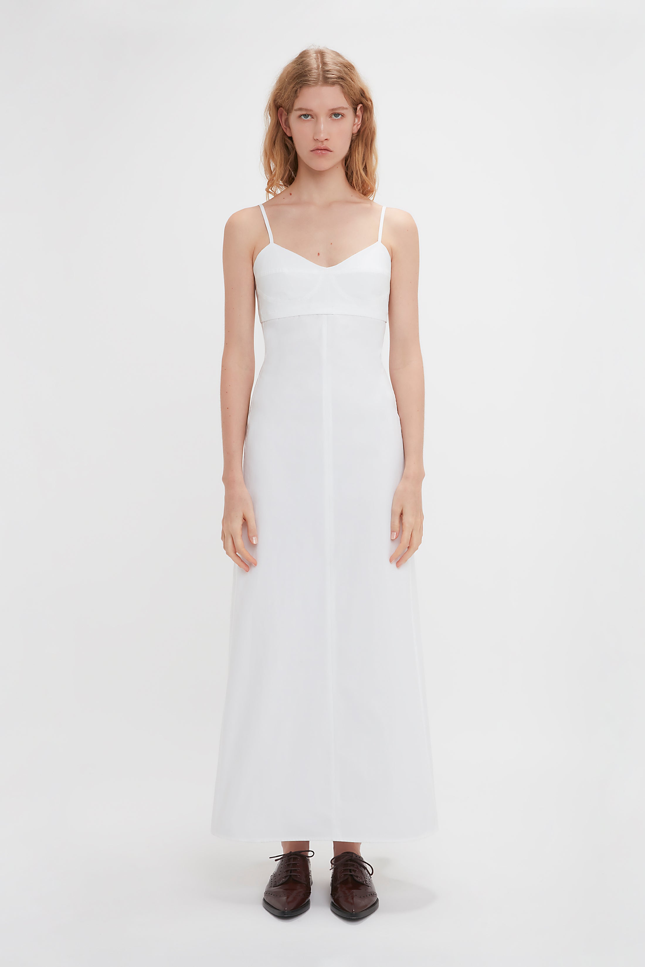 Cami Fit And Flare Midi In White – Victoria Beckham UK