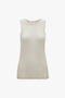 A Victoria Beckham Lightweight Tank Top In Birch, featuring a sleeveless design with a crew neckline and a fitted silhouette.