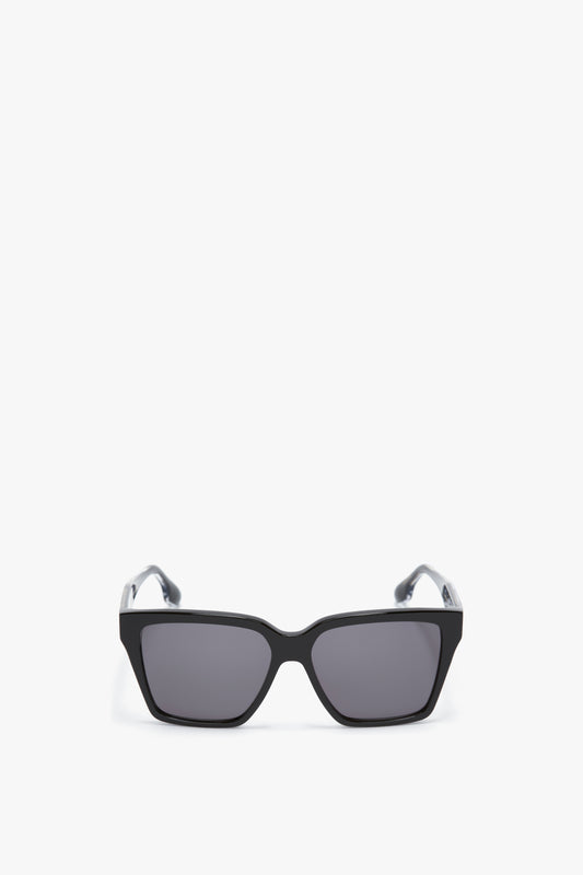 A pair of Soft Square Frame Sunglasses In Black, from the Victoria Beckham eyewear collection, displayed against a plain white background.