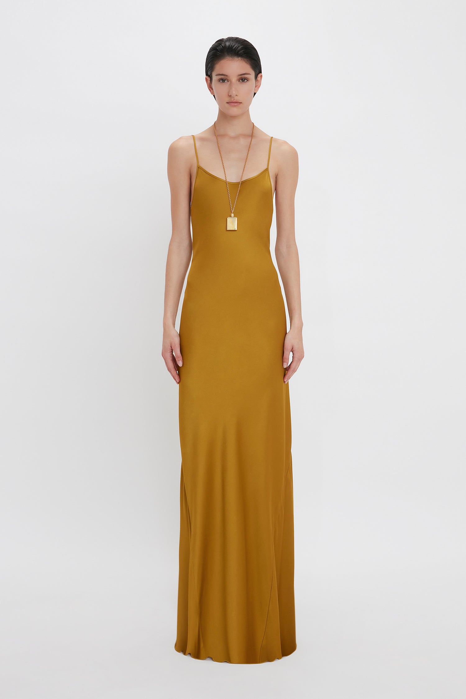 Low Back Cami Floor Length Dress In Harvest Gold Victoria Beckham UK