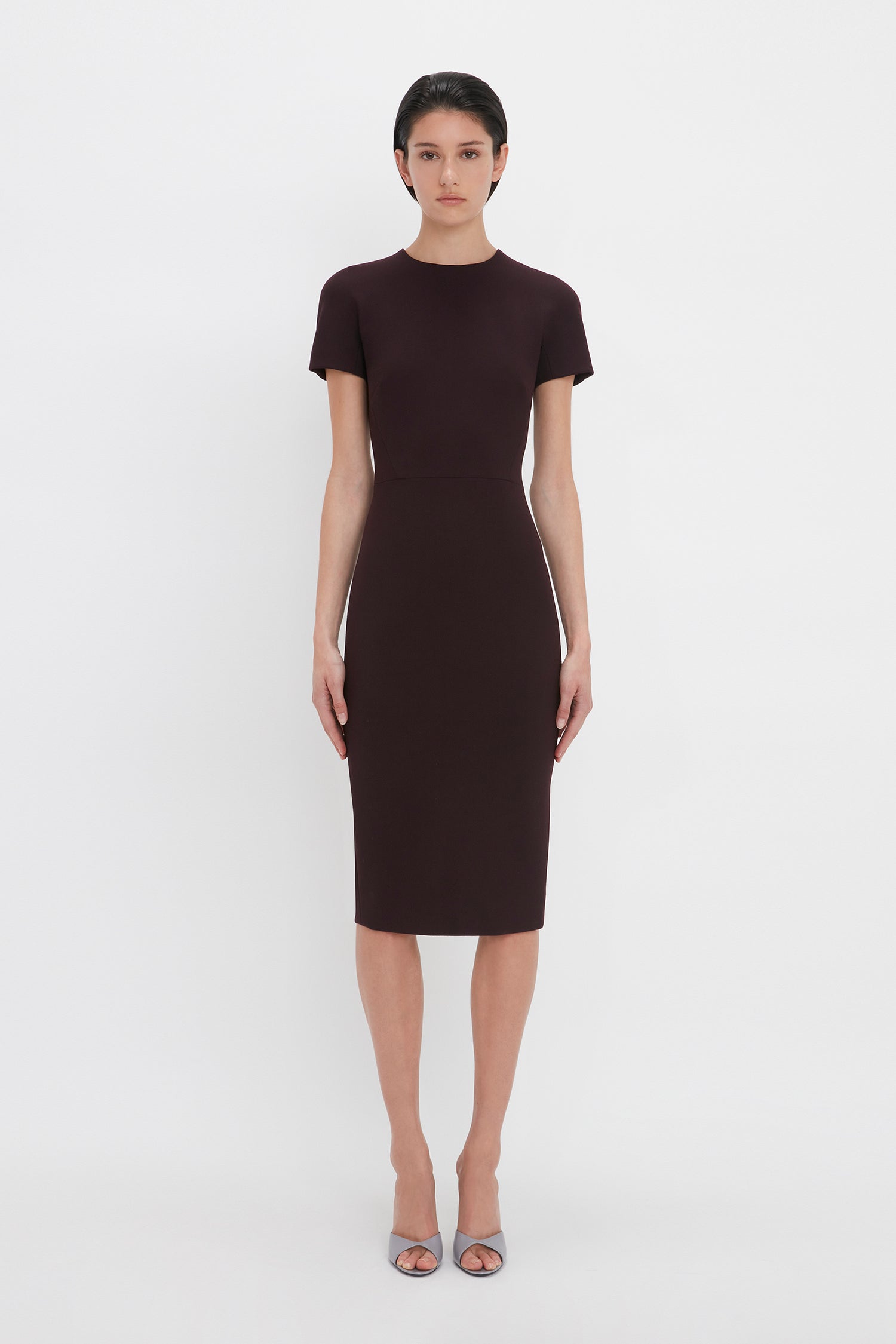 Fitted T Shirt Dress In Deep Mahogany Victoria Beckham UK