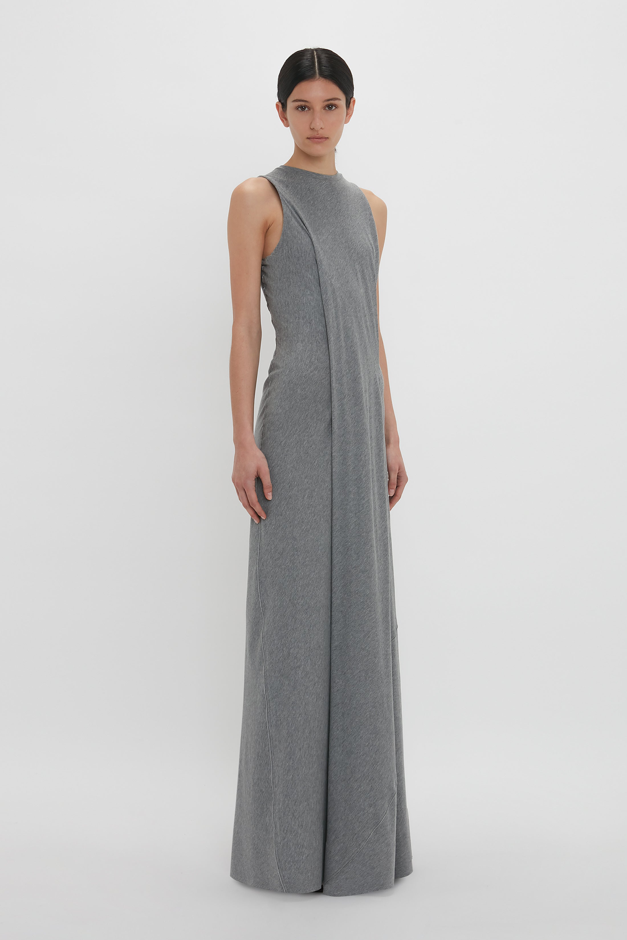 Frame Detailed Maxi Dress In Titanium – Victoria Beckham UK