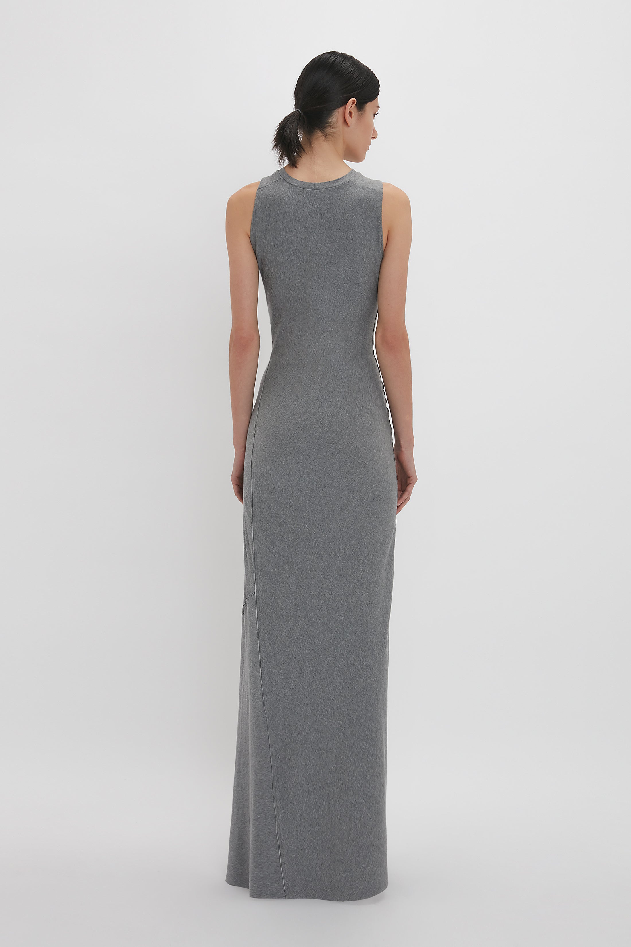 Frame Detailed Maxi Dress In Titanium – Victoria Beckham UK