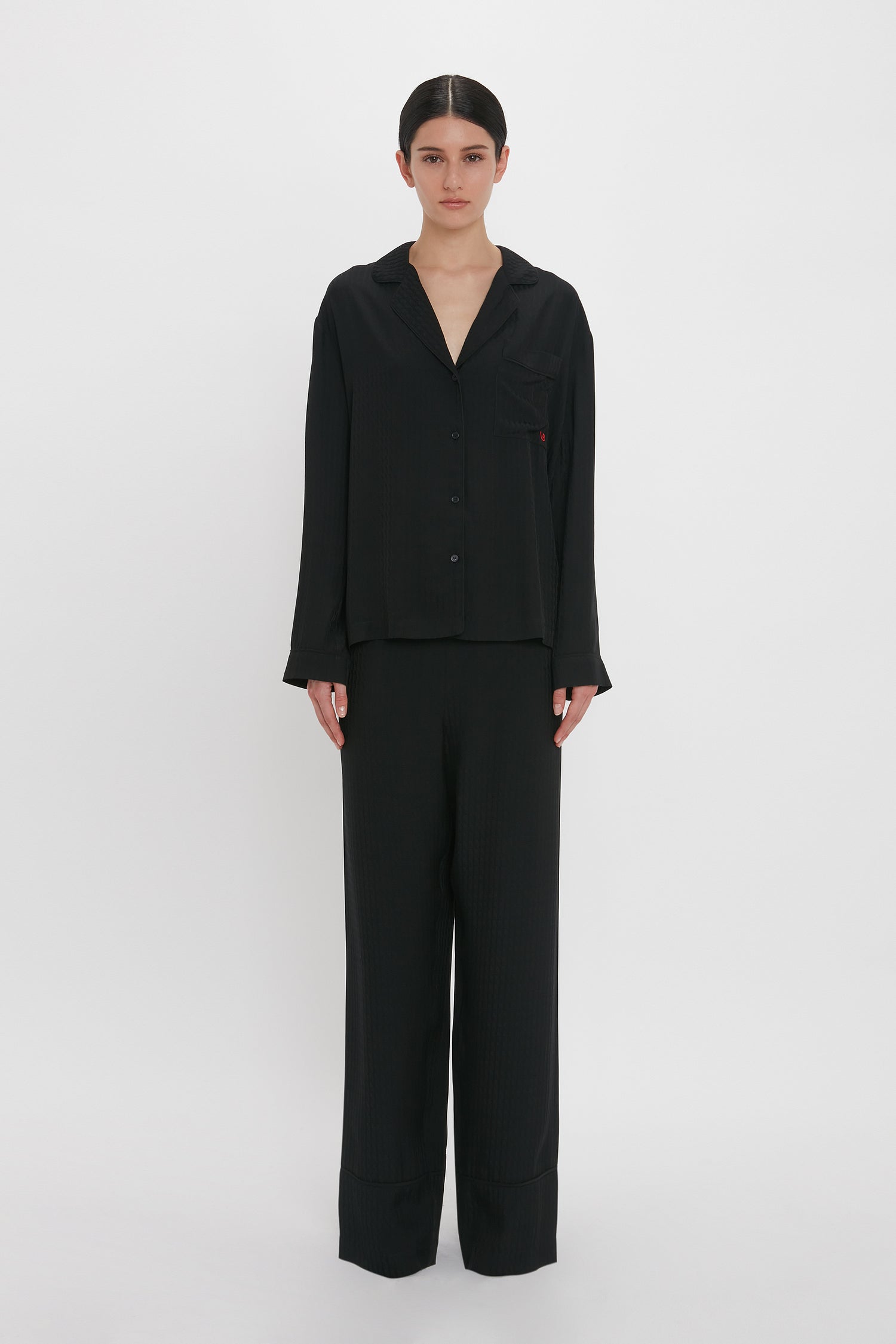 VB Monogram Pyjama Sleep Set In Black Victoria Beckham UK