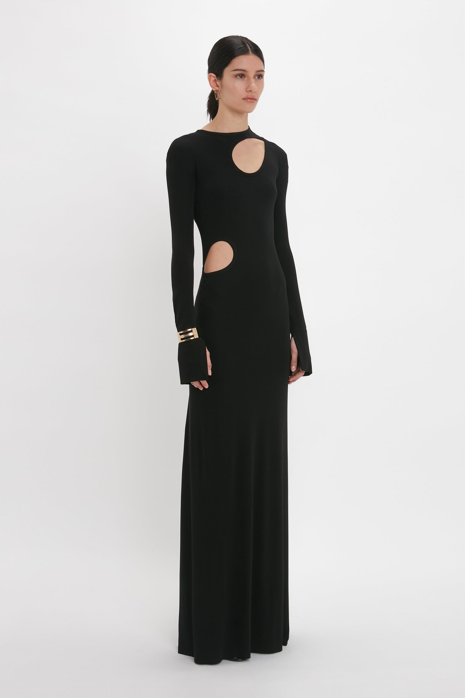 Cut Out Jersey Floor Length Dress In Black Victoria Beckham UK