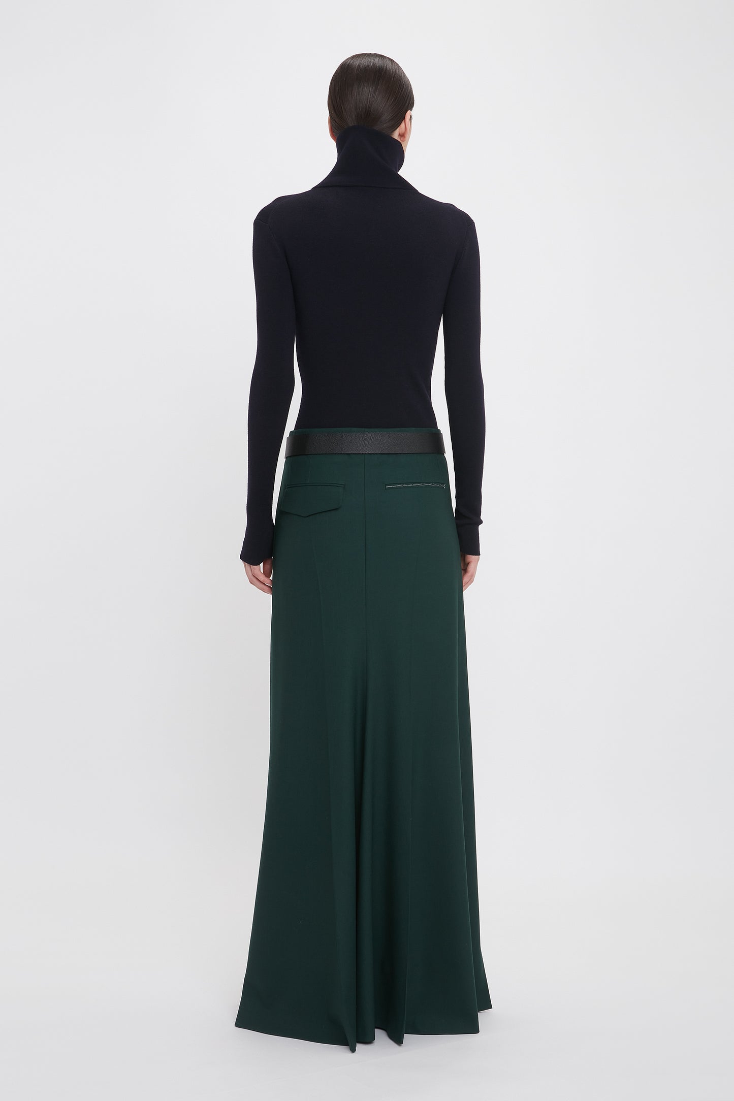 Long Asymmetric Tailored Skirt In Seaweed