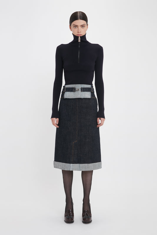 Overall Skirt In Dark Indigo Rinse