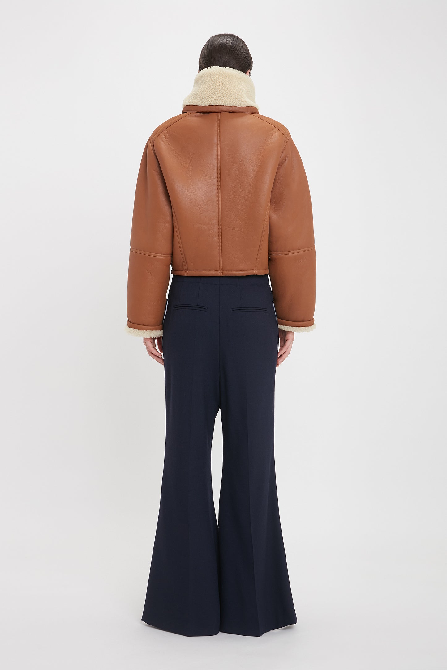 Shearling Pea Coat In Tan Cream Victoria Beckham UK