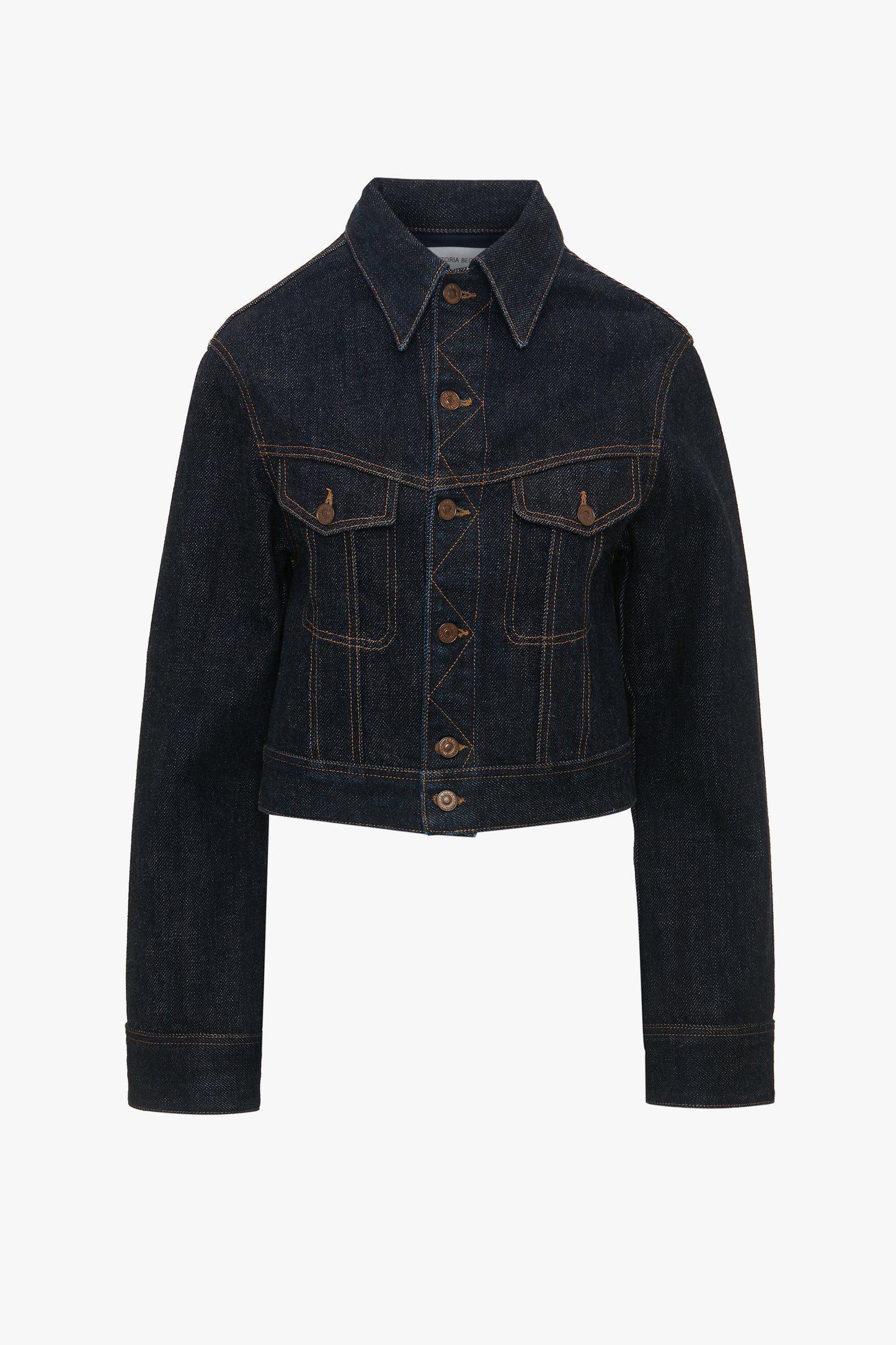 Cropped Denim Jacket In Dark Indigo Rinse Victoria Beckham UK