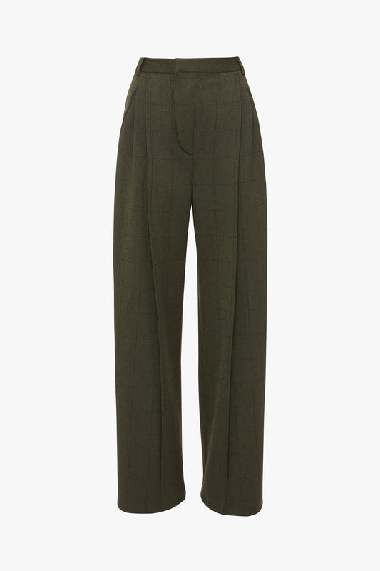 Wide Leg Trouser In Dark Fern Check