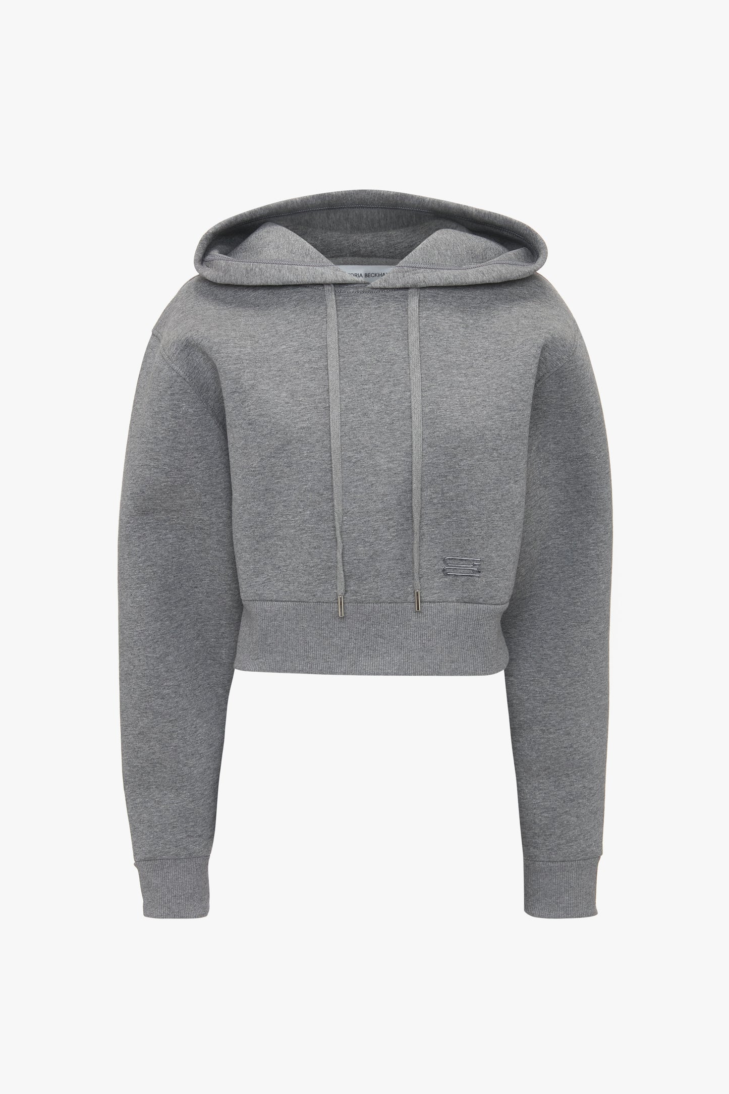 Cropped Structured Hoodie In Grey Marl