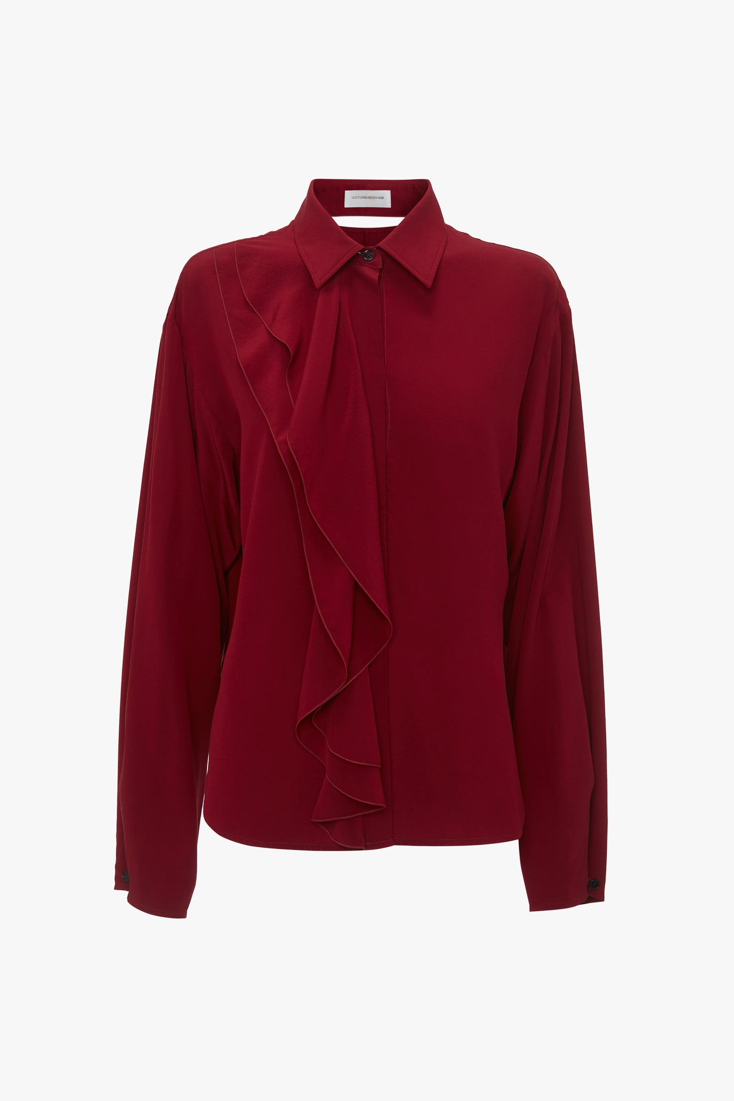 Ruffle Detail Blouse In Oxblood