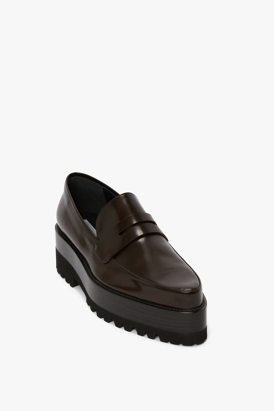 Flatform Loafer In Brown Leather