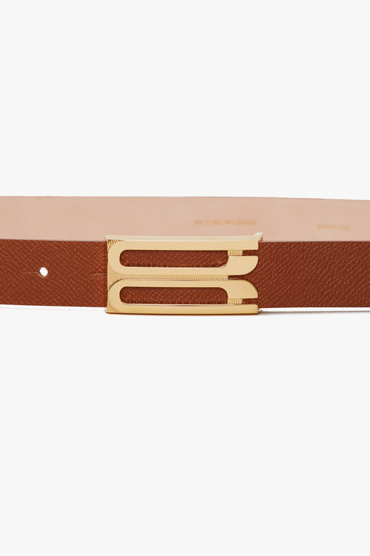 Frame Belt In Tan Grained Leather