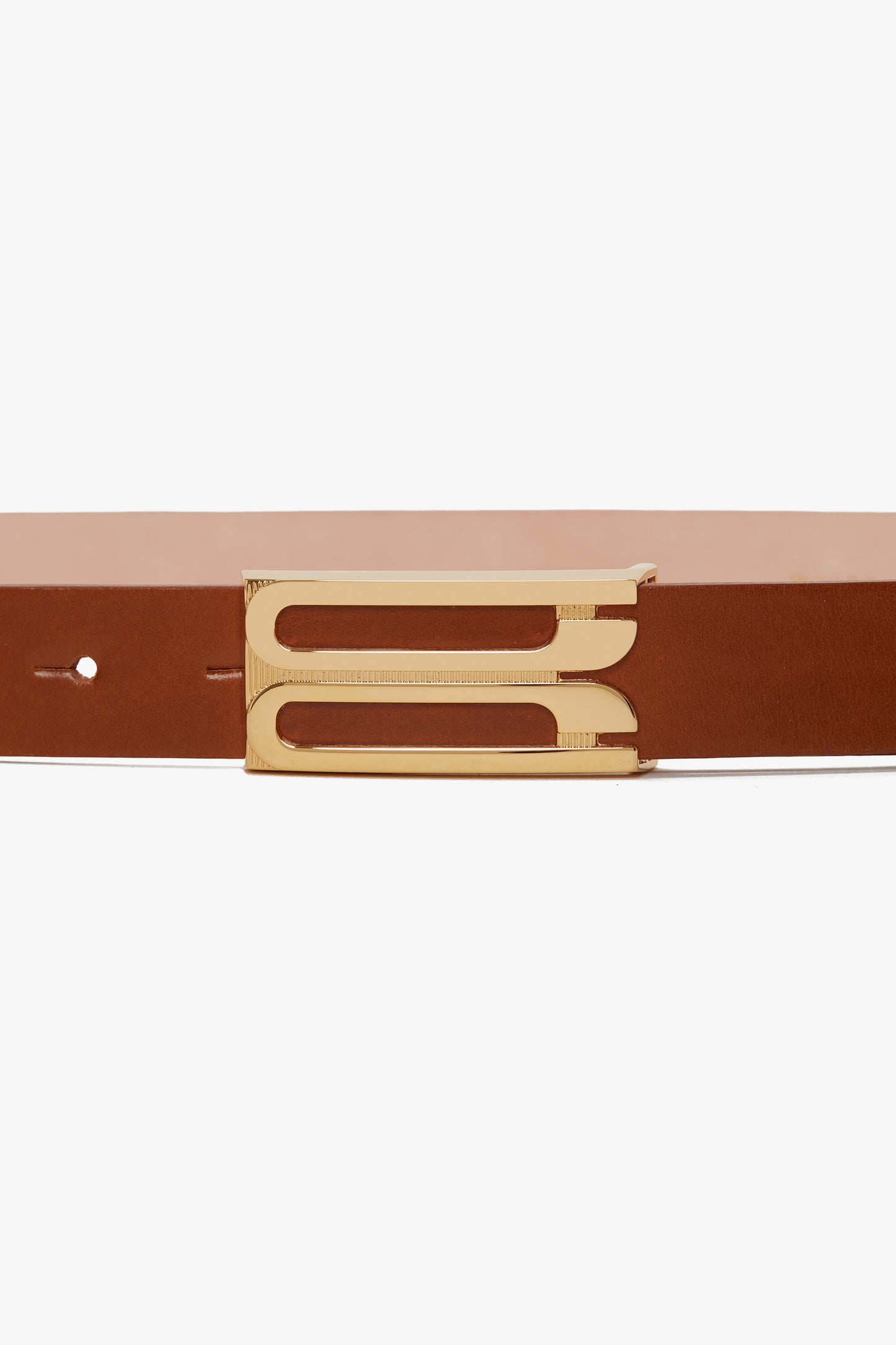 Frame Belt In Tan Glossed Leather