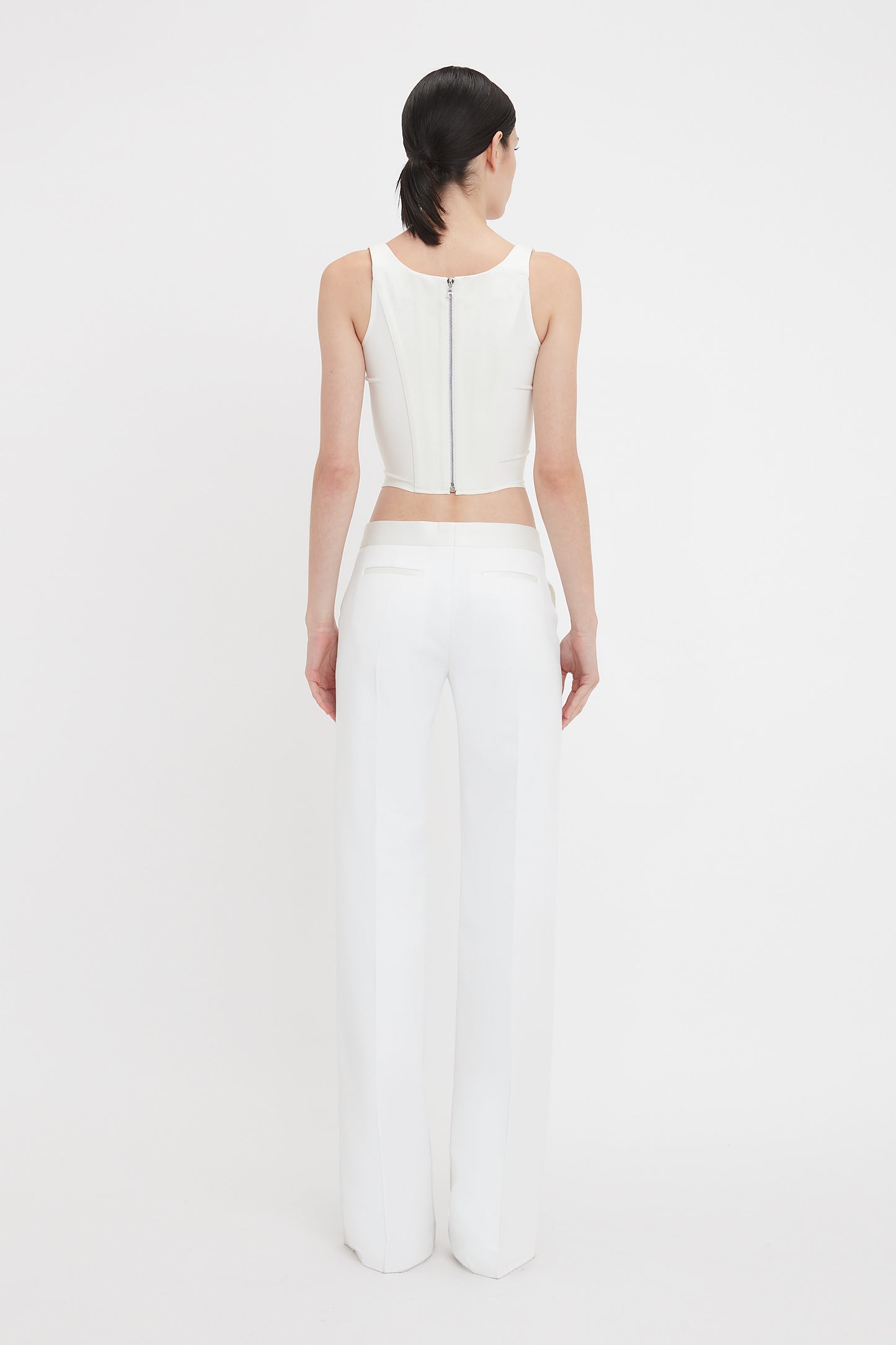 Satin Waistband Trouser In Ivory