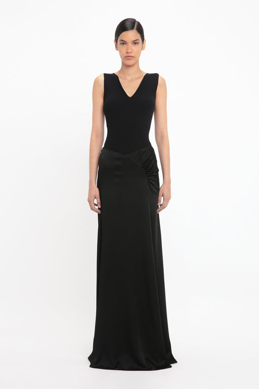 Floor-Length Panelled Skirt In Black