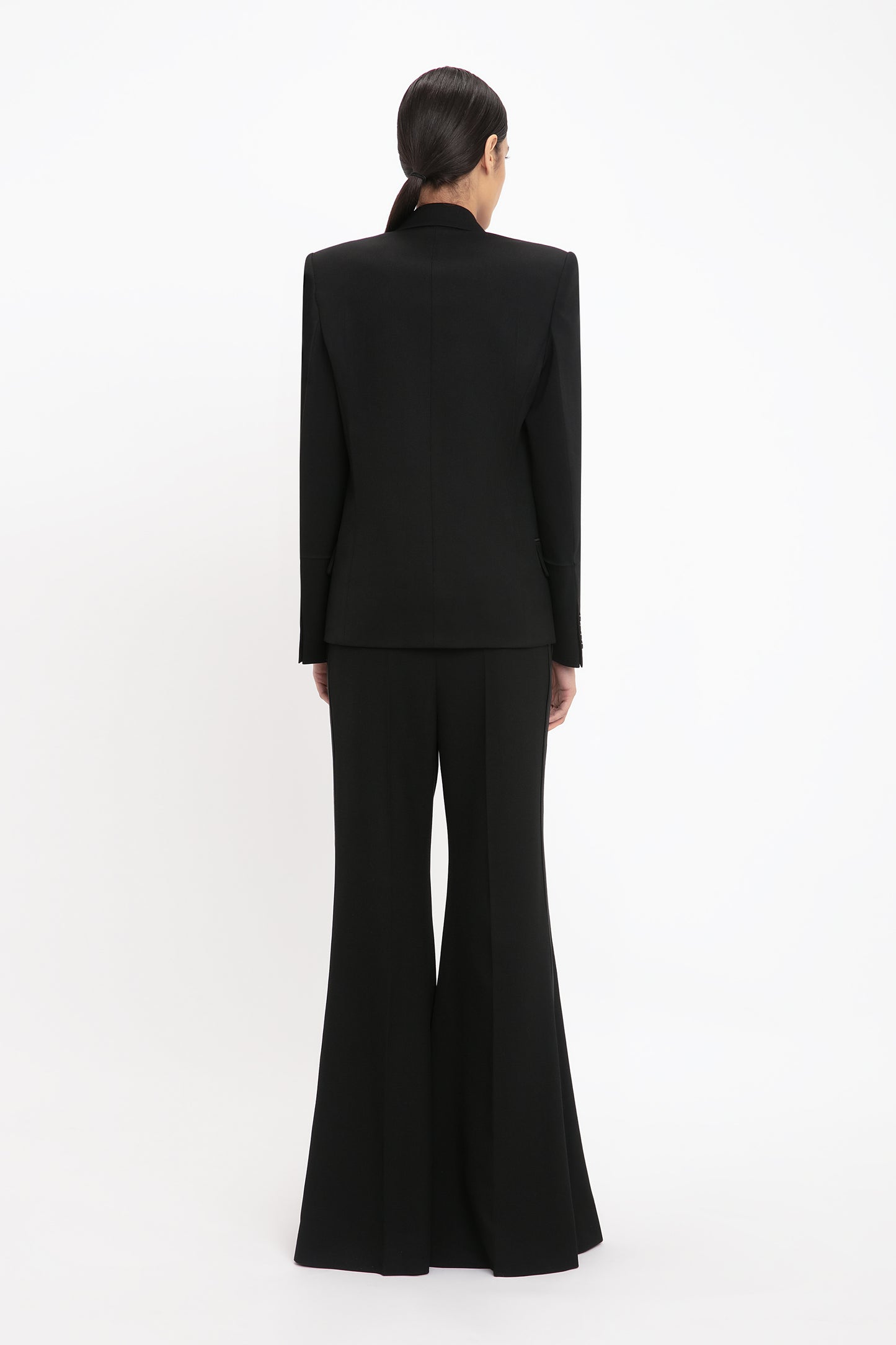 Wide Leg Tux Kick Trouser In Black