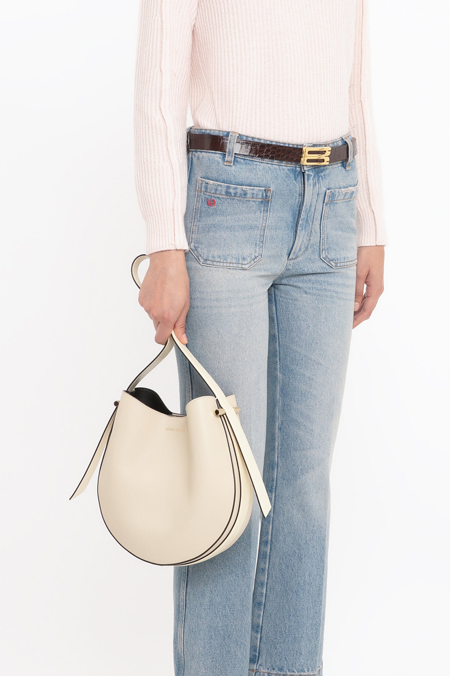 Dia Medium Hobo Bag In Ivory Smooth Leather