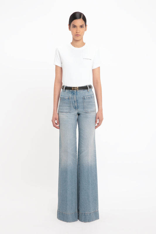 Alina High Waisted Jean In Pale Blue Wash