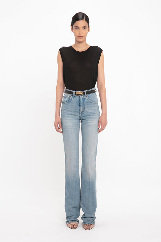 Julia High Waisted Jean In Pale Blue Wash