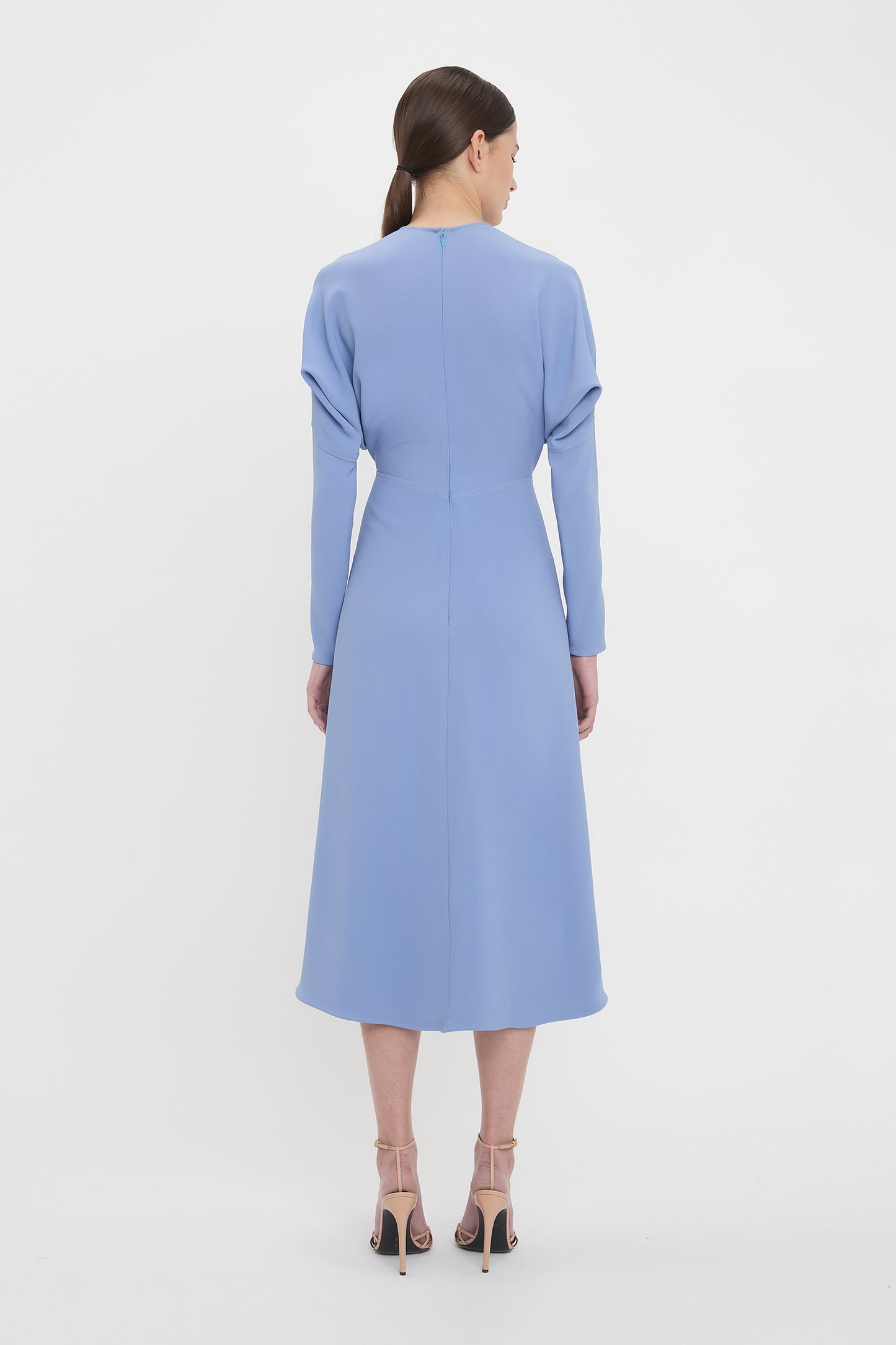 Long Sleeve Dolman Midi Dress In Bluebell