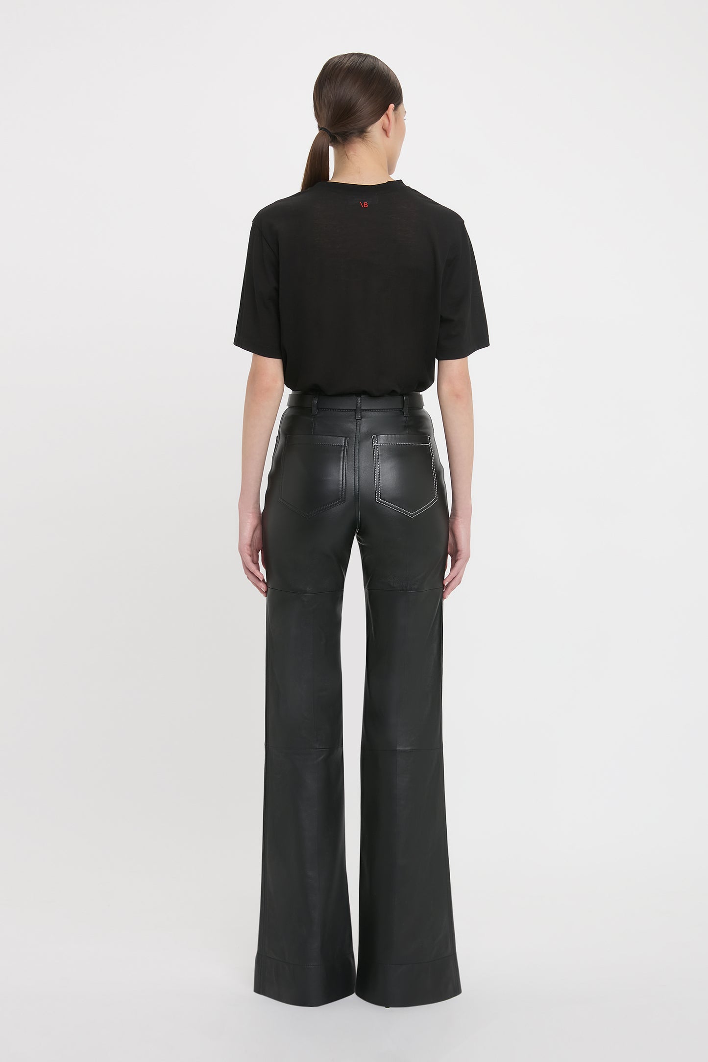 Alina High Waisted Trouser In Soft Black Leather