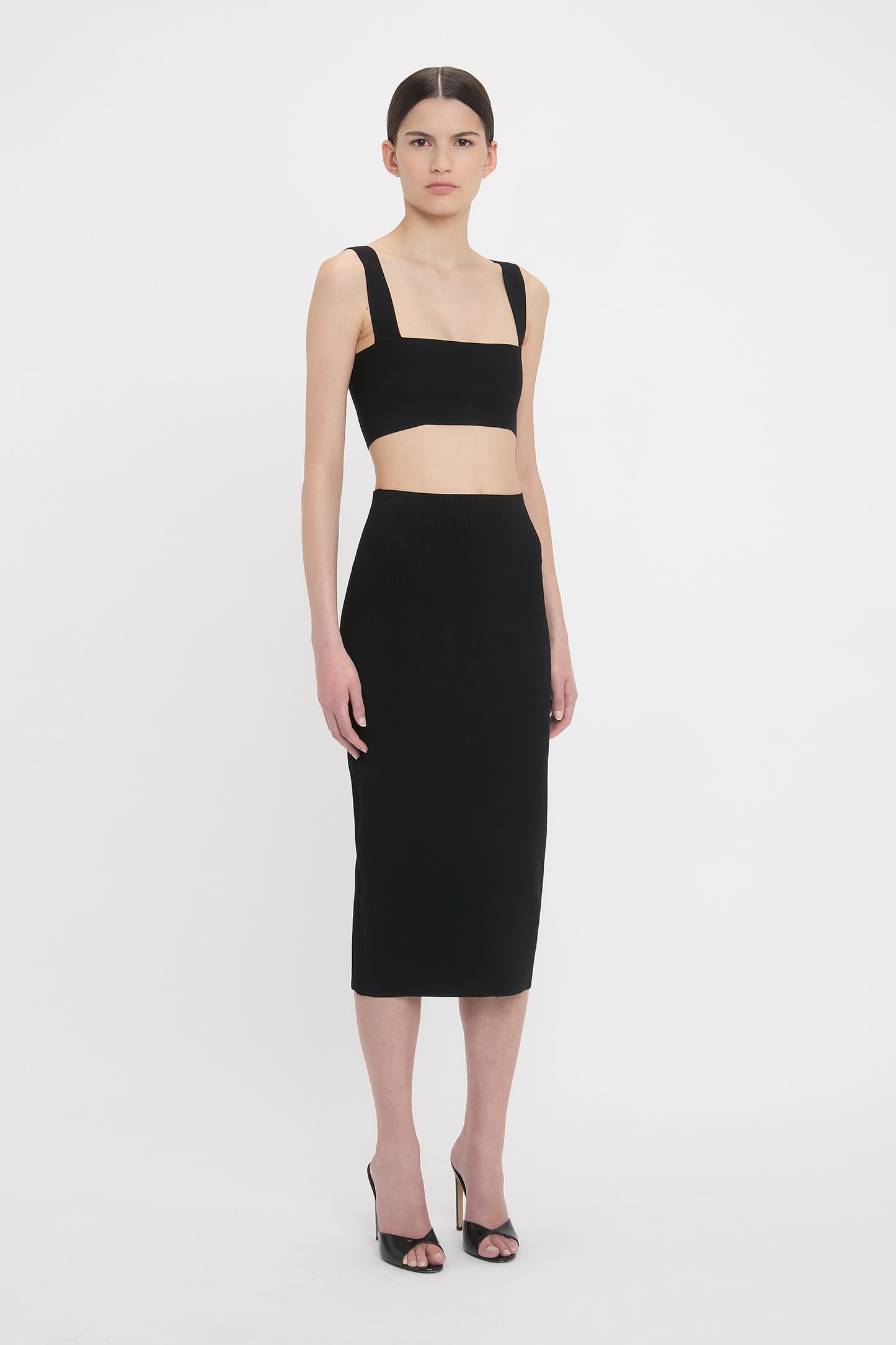 Fitted Midi Skirt In Black