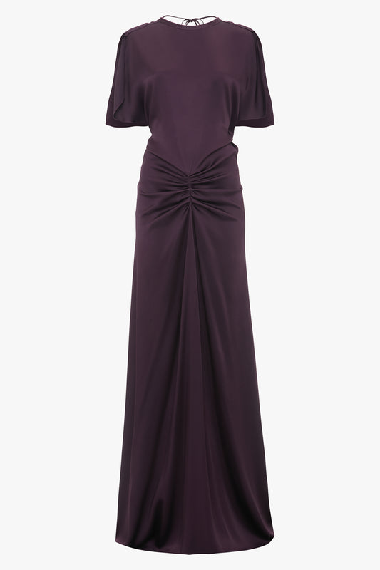 Gathered Waist Floor-Length Dress In Fig