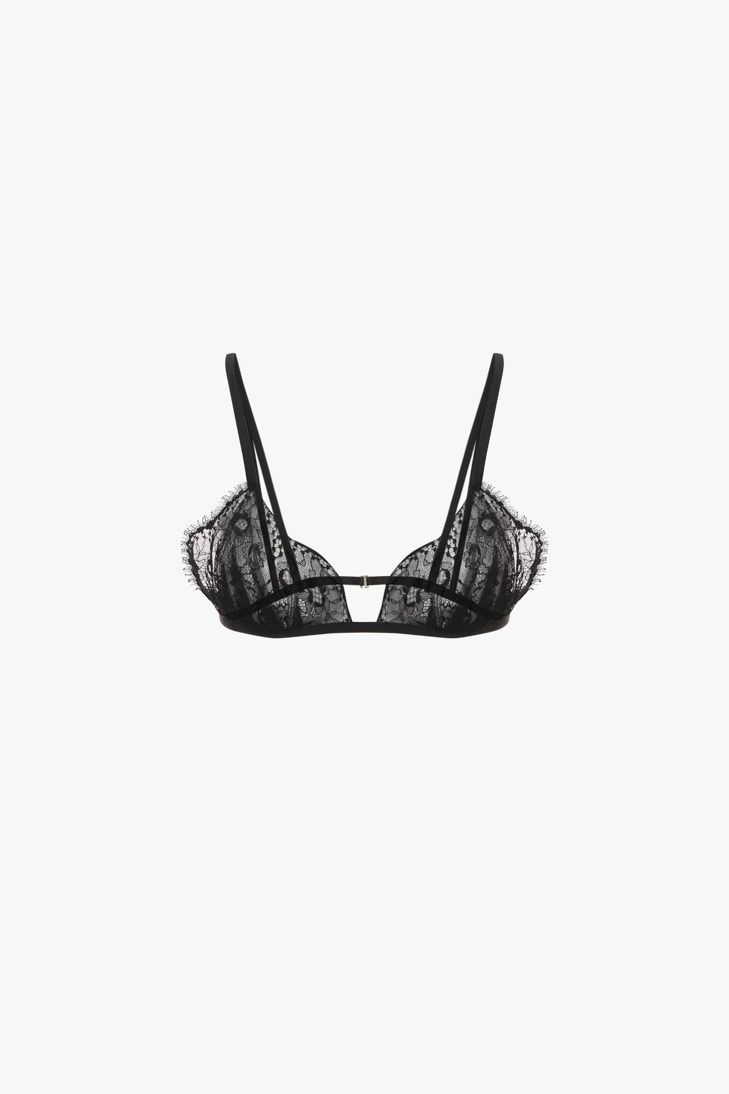 Pleat Detail Lace Bra In Black