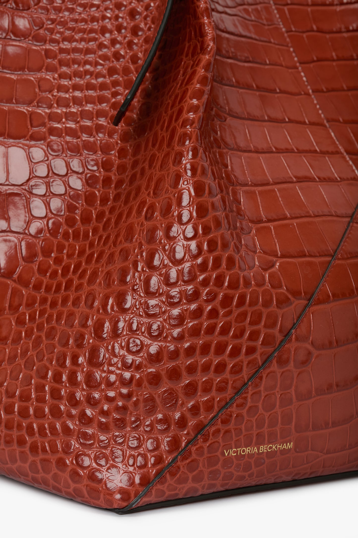 W11 Jumbo Tote In Brick Red Croc Embossed Leather