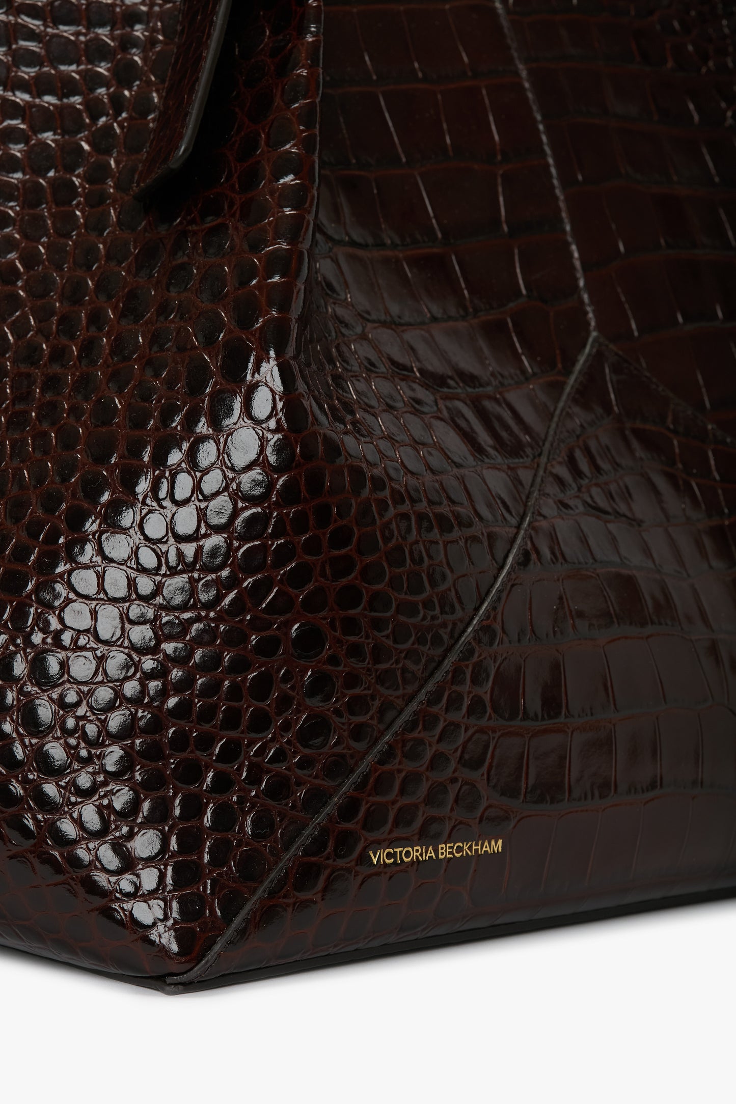 W11 Jumbo Tote In Dark Brown Croc Embossed Leather