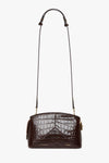 Victoria Crossbody Bag In Dark Brown Croc Embossed Leather