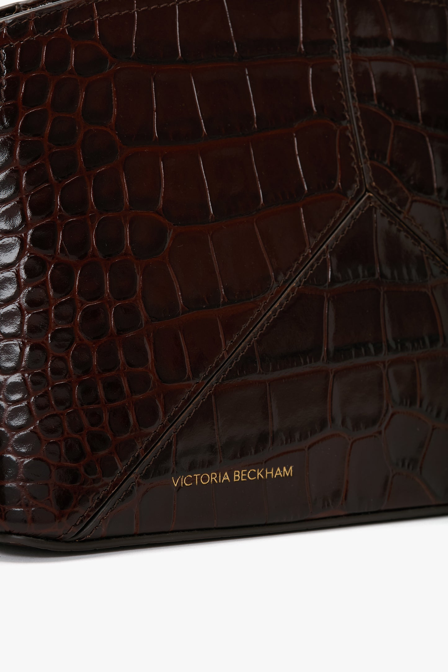 Victoria Crossbody Bag In Dark Brown Croc Embossed Leather