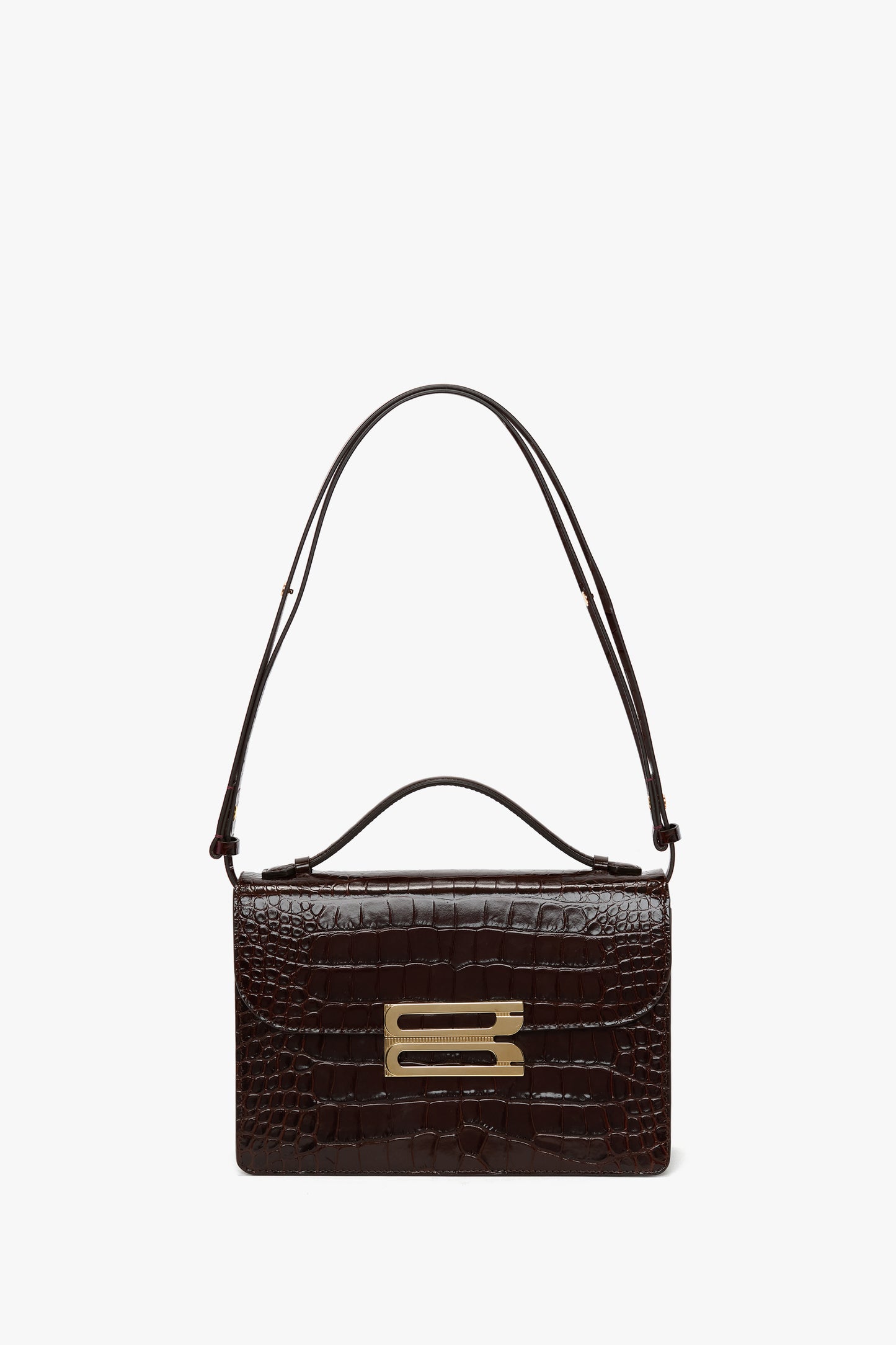 Dorian Bag In Dark Brown Croc Embossed Leather