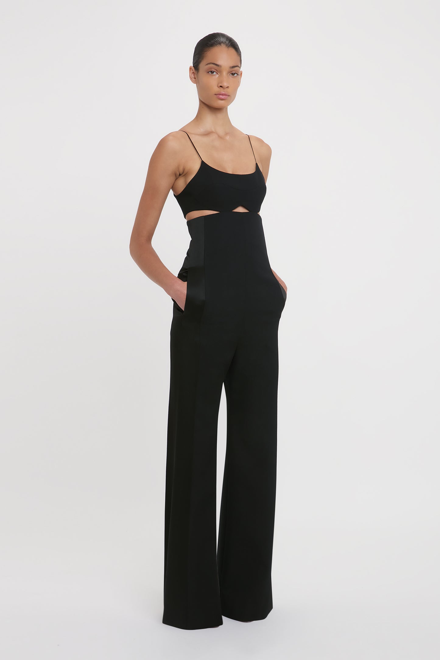 Cut-Out Detail Cami Jumpsuit In Black