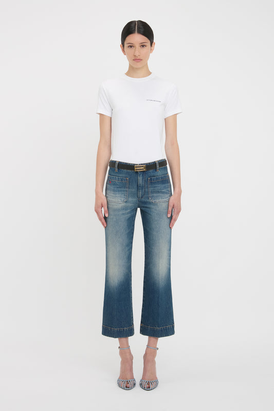 Cropped Kick Alina High Waisted Jean In Pale Blue Wash